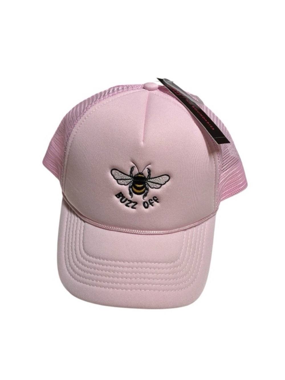 No Boundaries Buzz Off Light Pink Bee Trucker Hat